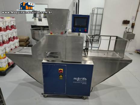 Dosadora roseteira corte arame em inox com alimentador de bandejas automático para pão de queijo cookies Projet Equipamentos Dosadora roseteira corte arame em inox com alimentador de bandejas automático para pão de queijo cookies Projet Equipamentos